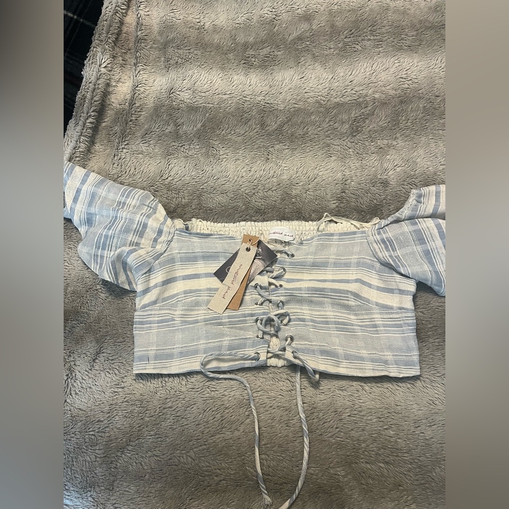 Crop top striped women’s boutique tie front
